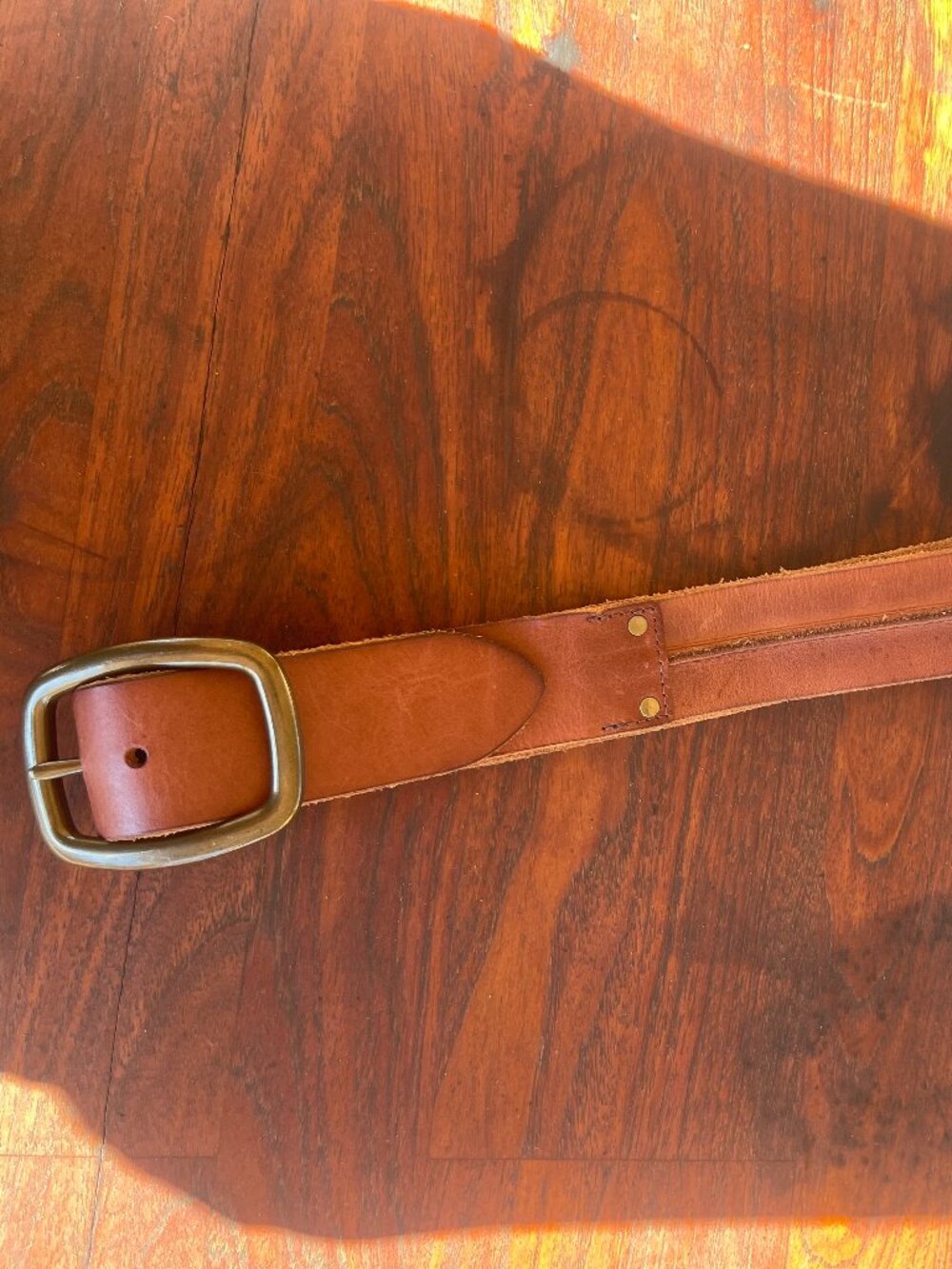 Vintage Lucky Brand Belt Large Brown Western Leather Square Buckle